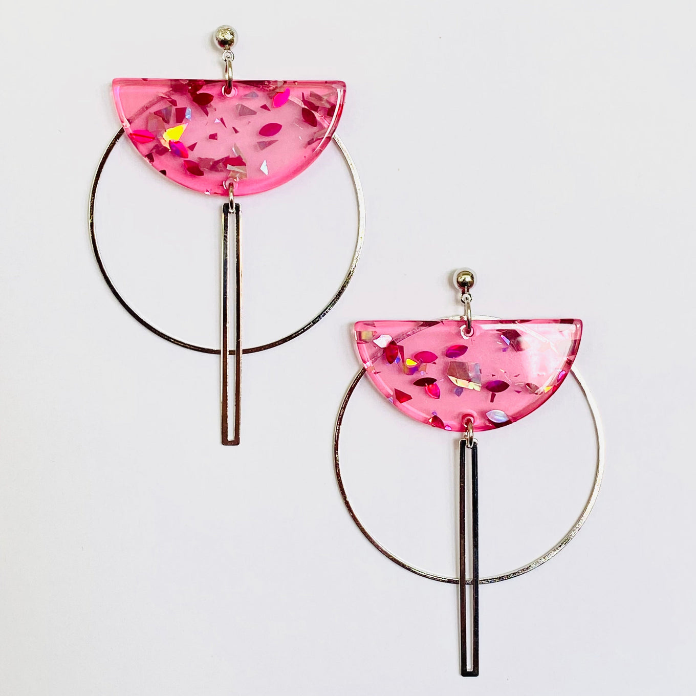 Boucle Lucie rose argent