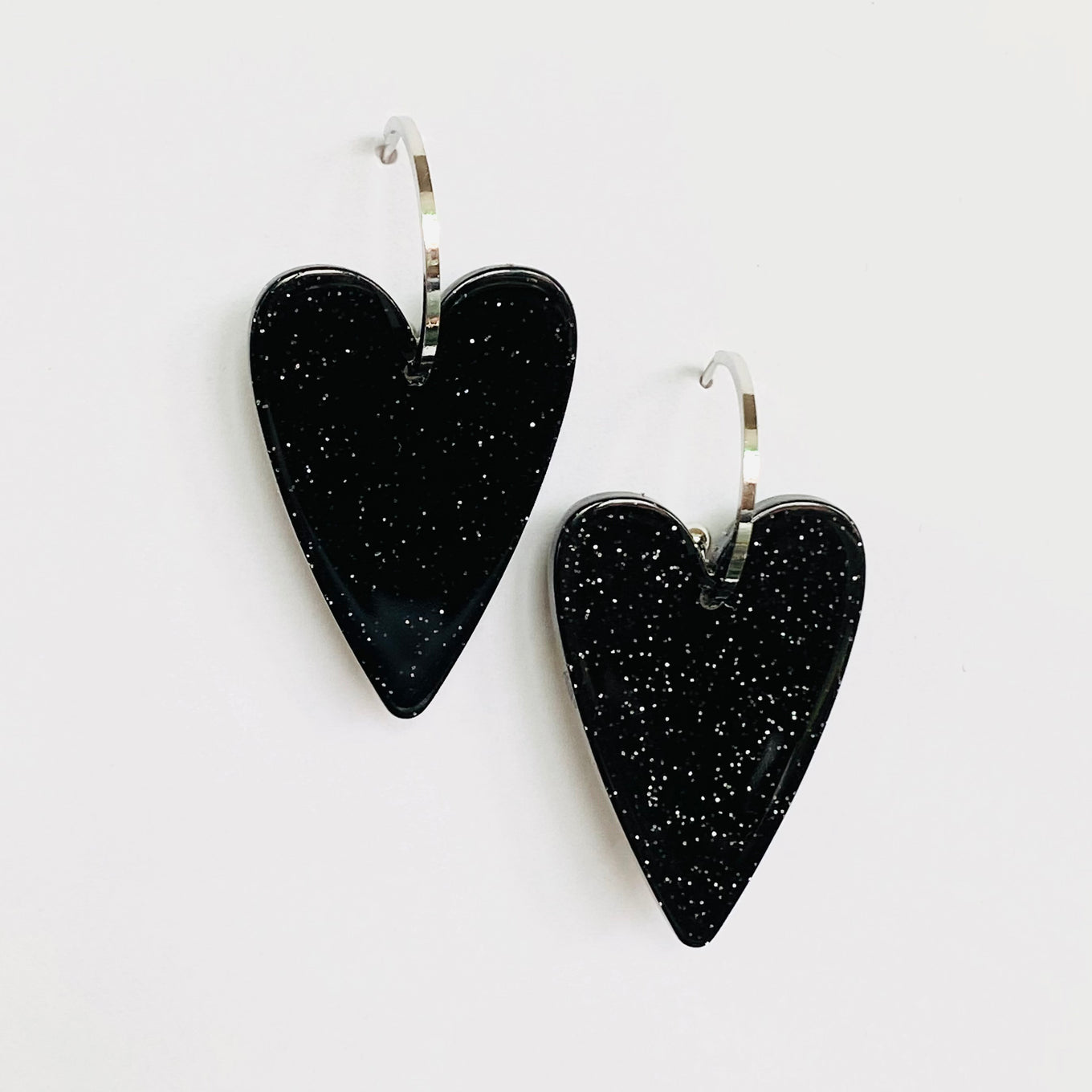 Boucles Lucette noires argent
