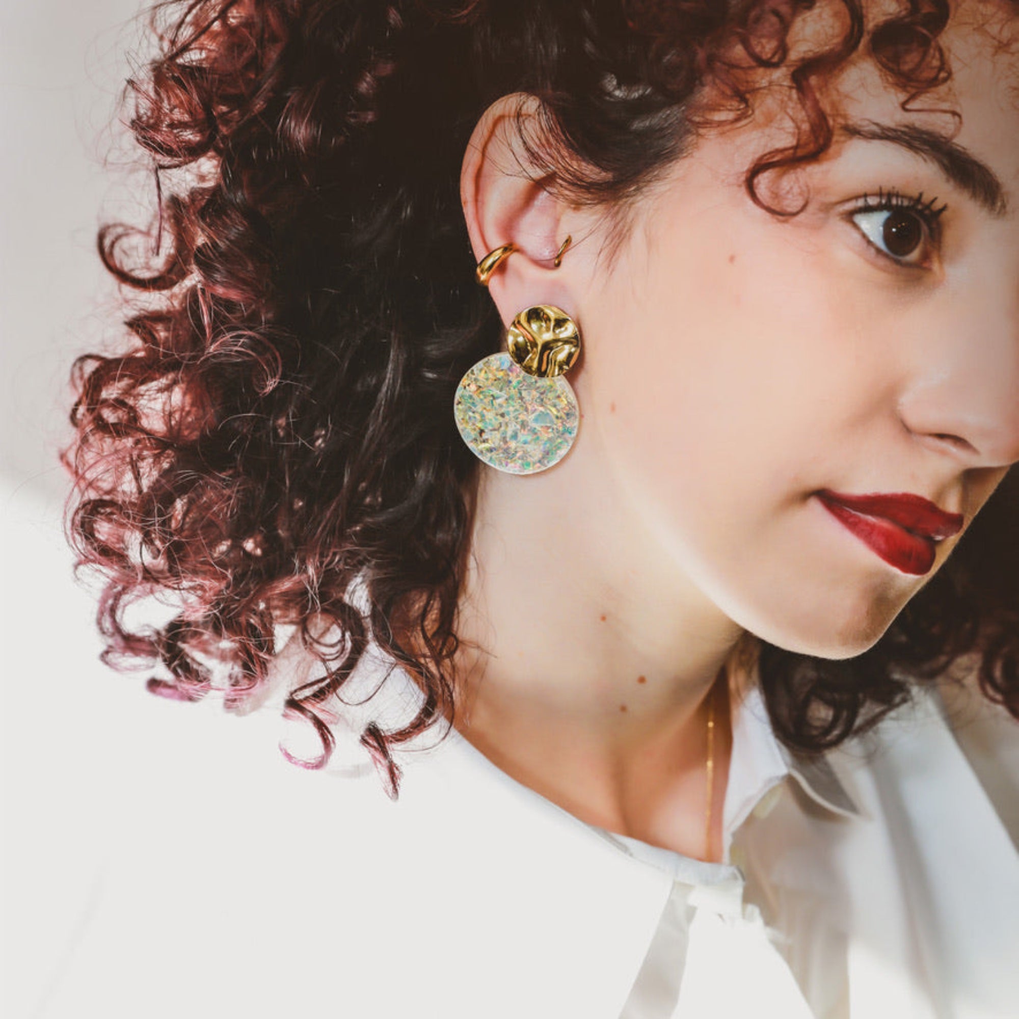 Boucles Cassiopée blanc irisé