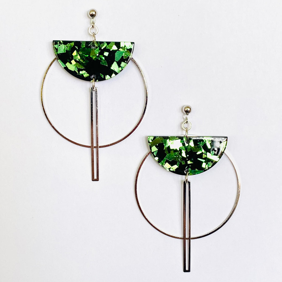 Boucles Lucie vertes argent